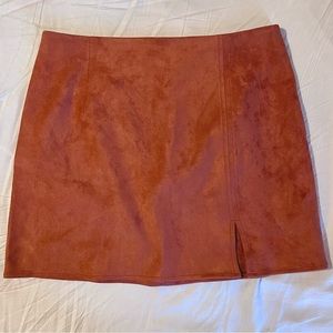Naked Zebra Burnt Orange/Rust-colored Faux Suede Mini Skirt Small